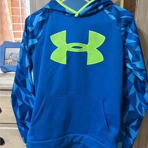 Under Armour Kids Geometric Blue and Neon Hoodie